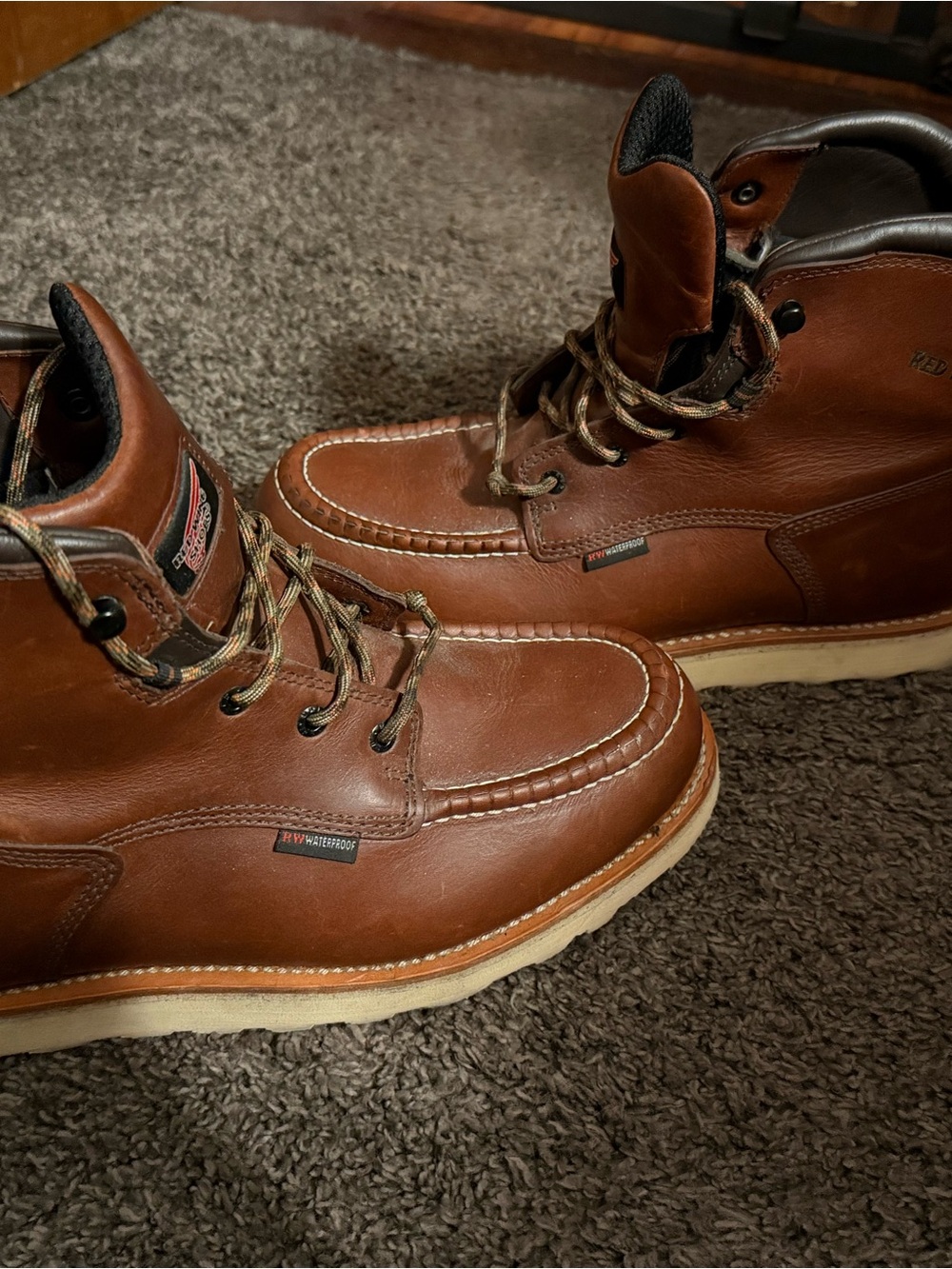 Red Wing Shoes Brown Leather Moc Toe Work Boots